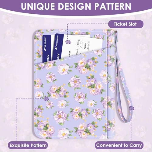 KONVINIT Purple Passport Holder For Travel, RFID Blocking Leather Passport Cover For Women, Cute Passport Wallet with Zipper Closure by KONVINIT - Used condition - Image 5