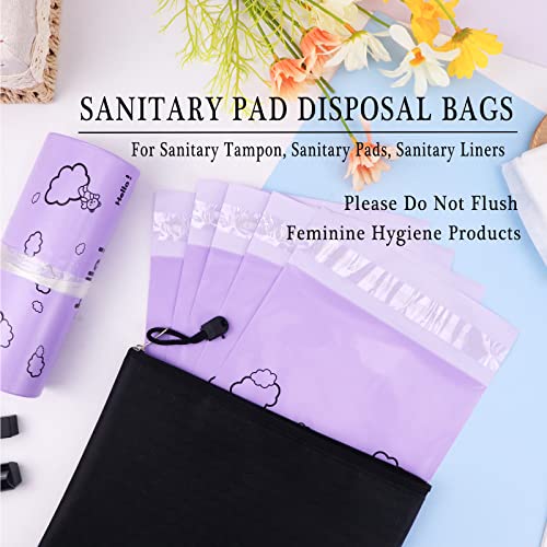 Image of Sanitary Disposal Bags Pack of 200,Sanitary Pad Disposal Bags 7x12inches Purple Opaque Feminine Hygiene Disposal Bags with Storage Bag Sanitary Trash Bags for Tampons,Sanitary Liners
