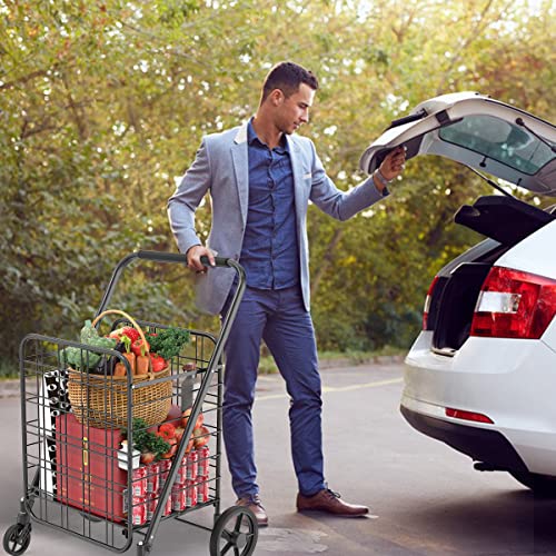 Siffler Jumbo Grocery Shopping Cart With 360°Rolling Swivel Wheels Upgrade Super Capacity Grocery Cart Extra Heavy Duty Utility Carts For Laundry, Grocery, Shopping, Baggage #TOP5