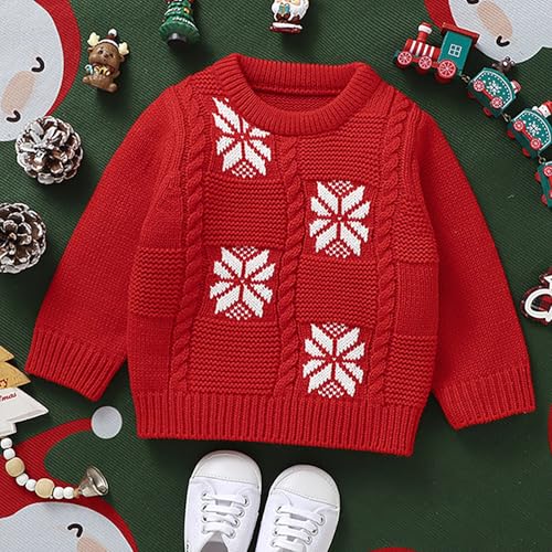 Kids Boy Girl Christmas Knit Sweater Toddler Long Sleeve Crewneck Snow Print Knitted Pullover Knitwear4