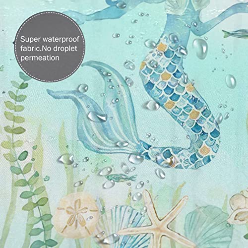 Jamie World Ocean Mermaid Shower Curtain Girls Room Shower Curtain Starfish Shell Fish Scale Bathroom Shower Curtains Turquoise Waterproof Polyester Fabric Decor With Plastic Hooks 60 X72 Inches #TOP3