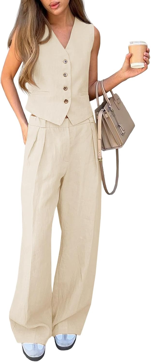 Cicy Bell Women 2 Piece Outfits V Neck Pants