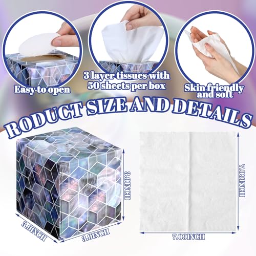 Image of Fourluoo 12 Pack Facial Tissues Cube Boxes 600 Sheets 3 Ply Square Design