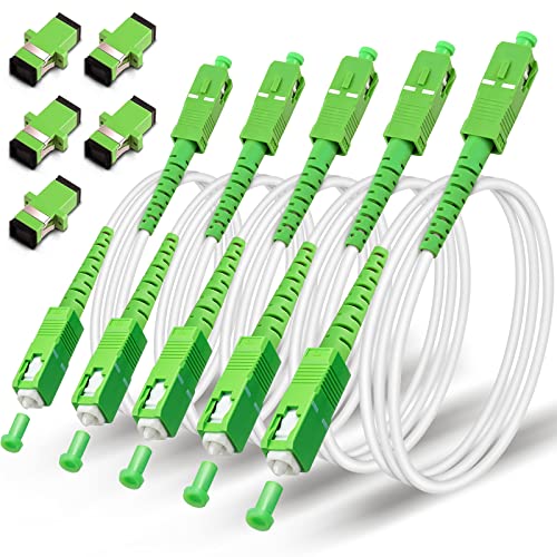 Image of (1m - 5Pack) SC /APC to SC /APC Fiber Optic Internet Cable, Armored Single Mode Patch Cable, Fiber Optic Jumper Optical Patch Cord - SIMPLEX - 9 /125um - OS1 /OS2 Compatible, LSZH White