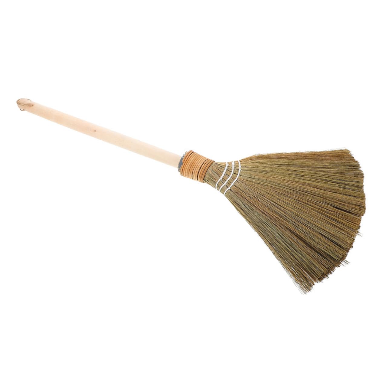 Healeved Escoba de maíz natural hecha a mano con mango de madera suave para patio, garaje y uso comercial, diseño tradicional vietnamita para limpieza de patio y jardín