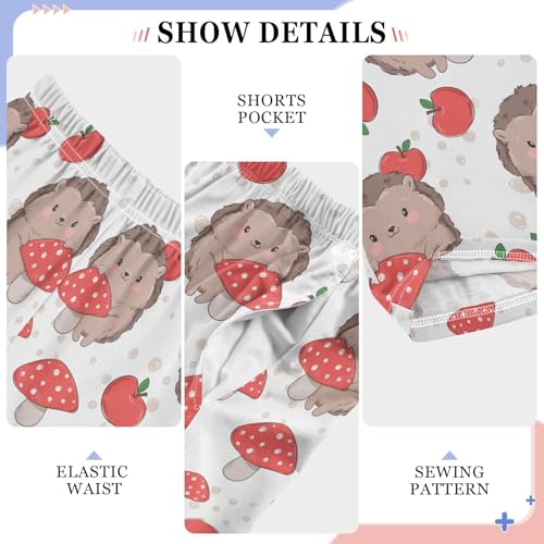ZZXXB Hedgehog Fruit Mushroom Boys Long Pants Soft Trousers Elastic Waist Kids Lounge Bottoms with Pockets S-XL4