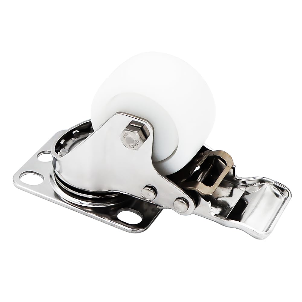 2 Inch Caster Wheels Set of 4 with Brake, SUS 304 Anti-Corrosion Stainless Steel Housing, Non-Marking, 360-Degree Rotation, for Furnitures, Labs, Hospitals, Restaurants