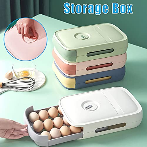 Evona Plastic Rectangular Egg Storage Drawer Organizer Box With Lid (Blue,Pack Of 1) 3