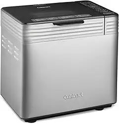 Cuisinart Máquina de fazer pão, máquina de pão de convecção de aço inoxidável com 16 opções de menu, 3 tamanhos de pão até 900 g, 3 cores de crosta, inclui copo medidor, colher e gancho de amassar