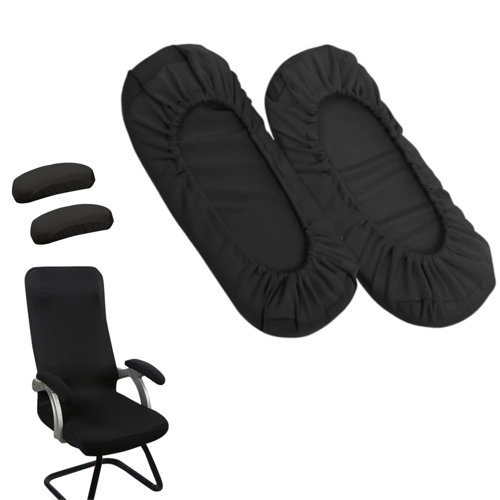 JASOLYI 1Pair Armrest Chair Covers, Stretch Computer Chair Slipcover Soft Desk Chairs Arm Cover Furniture Protector for Office, Desk, Gaming Chairs(Black-No Sponge Lining)