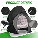 Egg Chair Cover Waterproof, Patio Hanging Chair Cover, Outdoor Single Seat Swing Egg Chair Cover with Zipper, 210D Heavy Duty Veranda Garden Large Cover for Egg Chair on stand 230 * 200cm, Black - Image 4