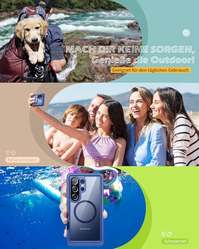 Lanhiem für Samsung Galaxy S26 Ultra Hülle, IP68 Wasserdicht Kompatibel mit Magsafe Handyhülle Samsung S26 Ultra 5G 360 Grad Stoßfest Staubdicht Sturzfest Outdoor mit Displayschutz, Blau