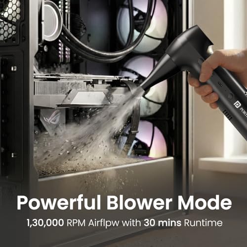 Image of Portronics AirCop 2-in-1 Cordless Vacuum & Air Blower with Dual BLDC Motors, 16000Pa Suction, 130000 RPM Airflow, Type-C Rechargeable, Portable, Multiple Nozzles for Car, Home & Office Cleaning
