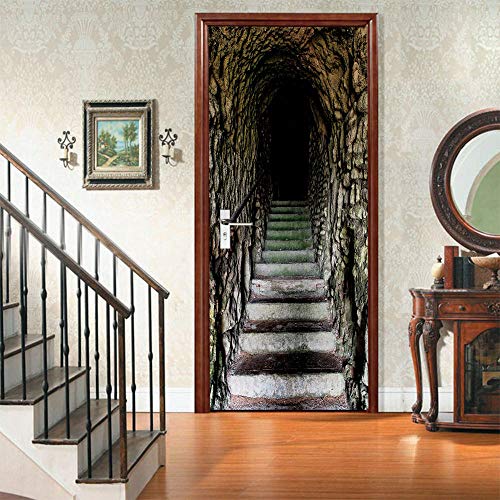 3D selbstklebende abnehmbare wasserdichte DIY3D Tür Aufkleber dekorative Tür Aufkleber Dekor Tür Wandbild DIY Wandaufkleber Wallpaper für Wohnkultur -77 * 200cm Cover