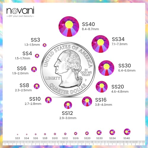 Image of Novani Crystal Rhinestones, Flatback Loose Gemstones 1440pcs Glass Rhinestones for Clothes Shoes Crafts Makeup Nail Art and DIY Decorations(SS20, Light Siam AB)