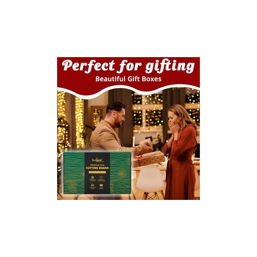 BEEFURNI-Teak-Wood-Cutting-Board-with-Hand-Grip-Wooden-Cutting-Board-for-Kitchen-Reversible-Butcher-Block-Charcuterie-Boards-Kitchen-Gifts-1-Year-Warranty-Free-Maintenance-Kit-L-22x16x125 BEEFURNI Teak Wood Cutting Board with Hand Grip (L, 22x16x1.25"), Large Wooden Cutting Boards for Kitchen, Reversible Butcher Block, Charcuterie Boards, Christmas Gifts, 1-Year Manufacturer Warranty