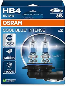 OSRAM COOL BLUE INTENSE HB4, +100% mais brilho, até 5.000K, lâmpada de farol de halogêneo, aparência de LED, caixa dobrável suspensa (2 lâmpadas)