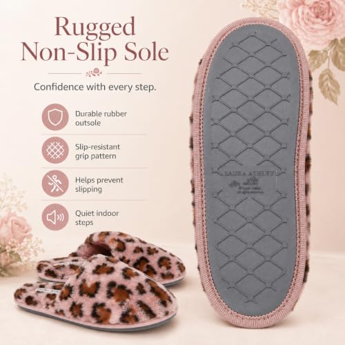Image of Laura Ashley Ladies All Over Plush W /Memory Foam Slippers
