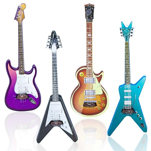 4Pcs Mini Guitar 1:12 Miniature Guitar Bass Model Wooden Miniature Musical Instrument Tiny Electric Guitar Bass Display Ornaments for Dollhouse Accessories, Mini Music Room - Les Beatles, Paul McCartney, John Lennon, RIngo Starr, George Harrison 4Pcs Mini Guitar 1:12 Miniature Guitar Bass Model Wooden Miniature Musical Instrument Tiny Electric Guitar Bass Display Ornaments for Dollhouse Accessories, Mini Music Room
