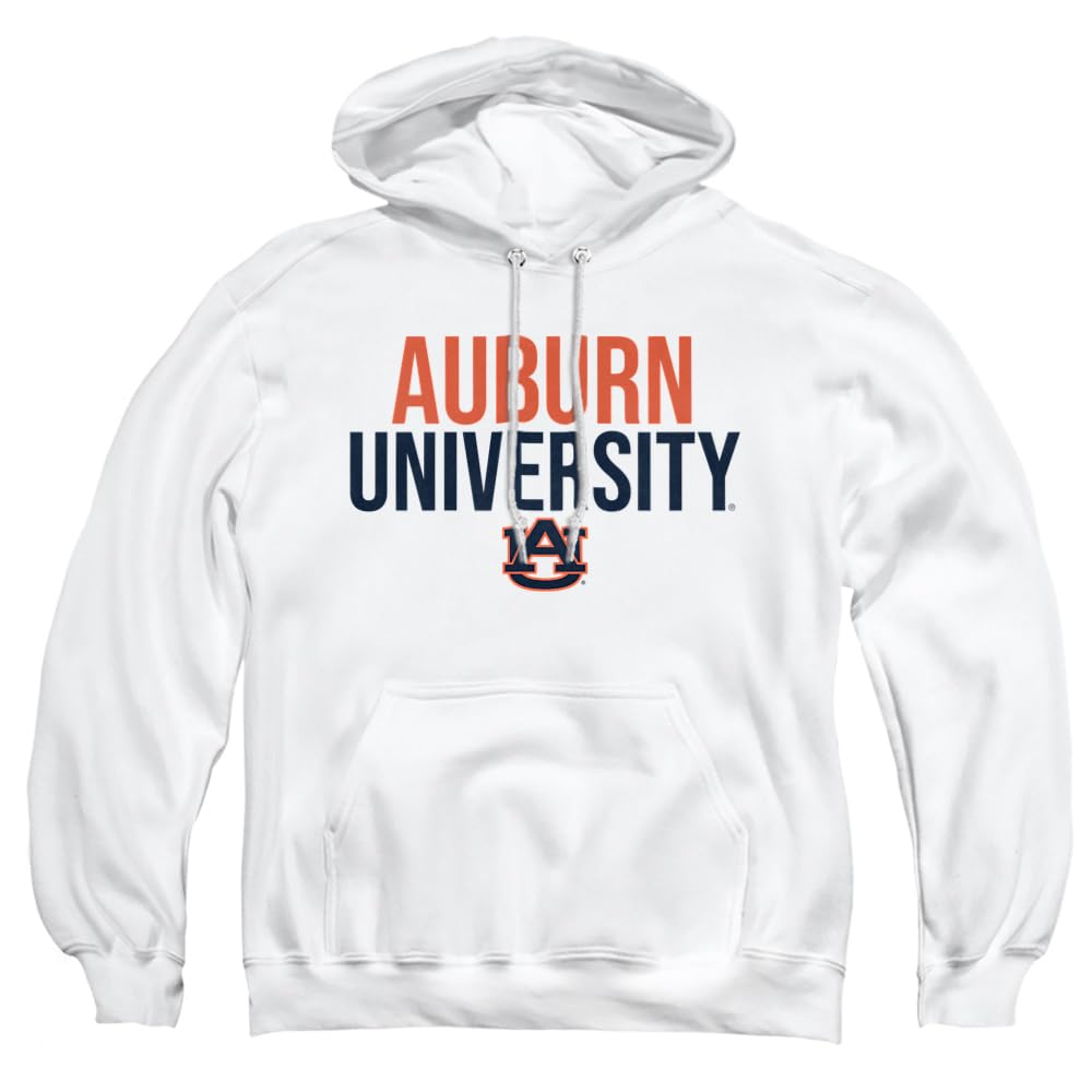 Auburn University Official Stacked Unisex Adult Pull-Over Hoodie,White, Large