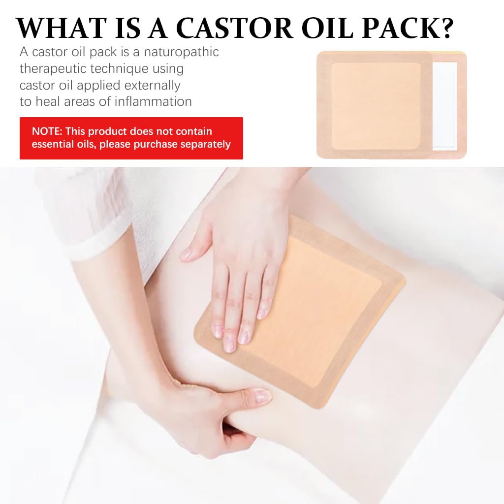 HANNEA Castor Oil Pack Wrap, Self Adhesive Organic Cotton, 10Pcs — Amazon image 6
