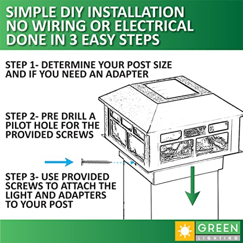 Greenlighting Modern Solar Post Cap Lights Fits 4X4 Wood, 4X4 & 5X5 Pcv/Vinyl Outdoor Solar Powered Post Cap Light, Fence Post, Landscaping, Deck, Garden- Bright Led, Waterproof White 12 Pack #TOP4