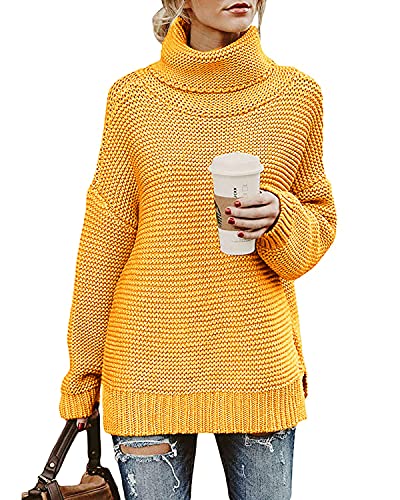 Imuedaen Pullover Damen Elegant Rollkragenpullover Langarm Strickpullover...