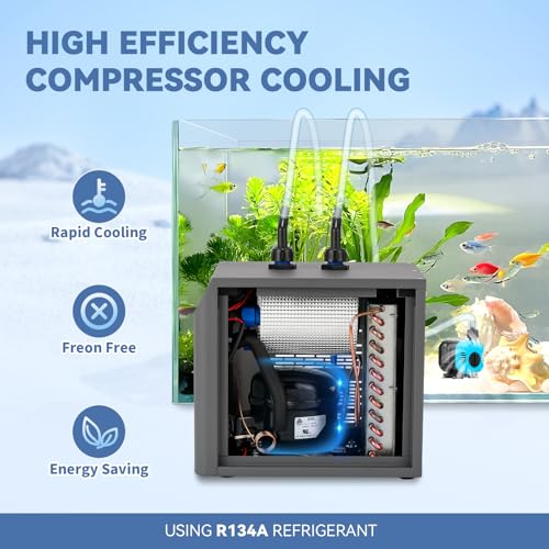[New Upgrade] Poafamx Aquarium Chiller 42Gal Water Chiller for Fish Tank 1/10 HP Aquarium Cooler with Touch Screen Quiet Refrigeration Compressor Saltwater Freshwater for Fish Axolotl Hydroponic Coral - Thumbnail 4