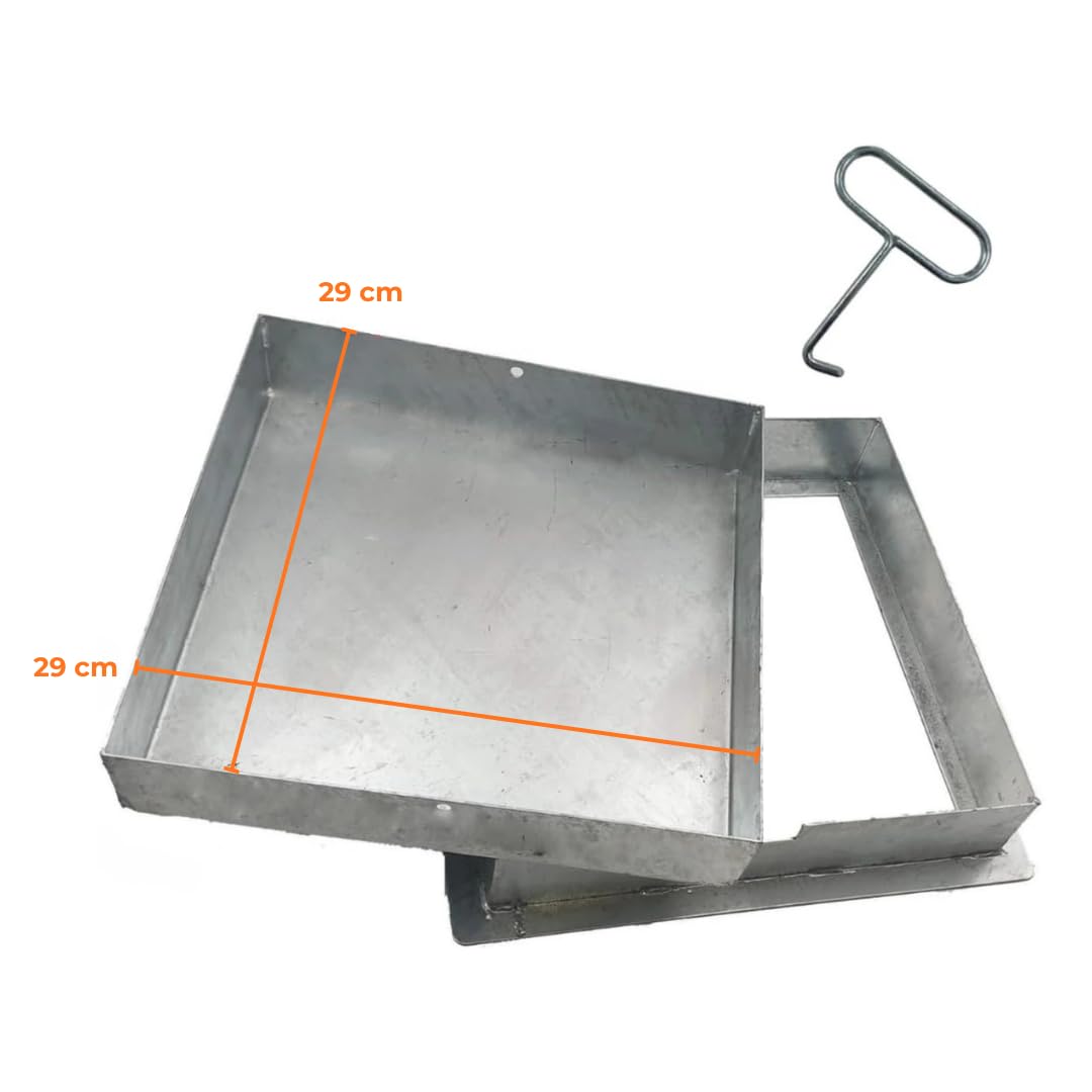 EINSIDE Sigillo zincato pesante porta pavimenti, Chiusino zincato botola a scomparsa altezza 8 cm, 30 x 30 cm