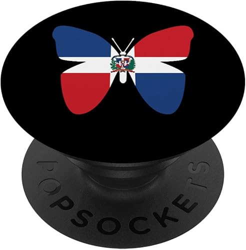 PopSockets - Agarre y soporte para teléfonos y tabletas, diseño de bandera de República Dominicana, Negro