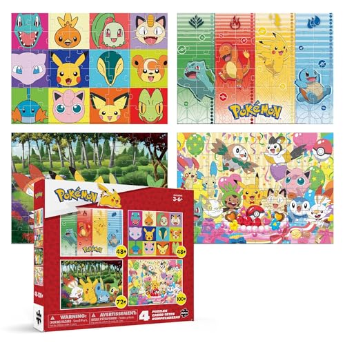 Buffalo Games - Pokémon 4-in-1 Kids Jigsaw Puzzle Multipack - 48, 72 & 100 Piece Puzzles - Colorful Character Art - Preschool Learning Activity -Ages 3-6+ - Birthday for Boys & Girls