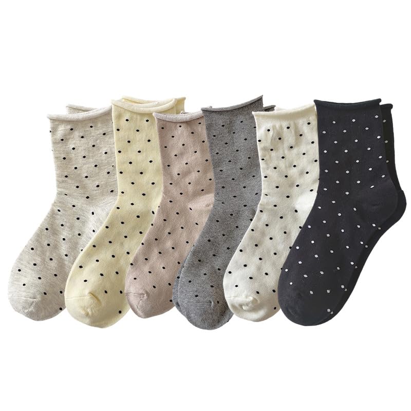 Image of Kelabia 6 Pair Cute Cotton Socks Kawaii Bear Ankle Preppy Ruffle Socks for Women Japanese Fall Vintage Crew Socks
