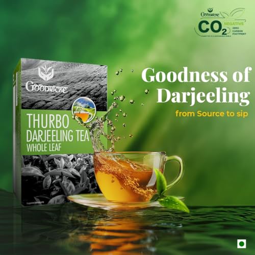 Image of Goodricke Thurbo Darjeeling Tea 250gm Pack of 2 with Complimentary Glass Cup, Loose Whole Leaf Darjeeling Black Tea with Delicate Aroma and Bright Character, 100% Sourced from Goodricke Gardens