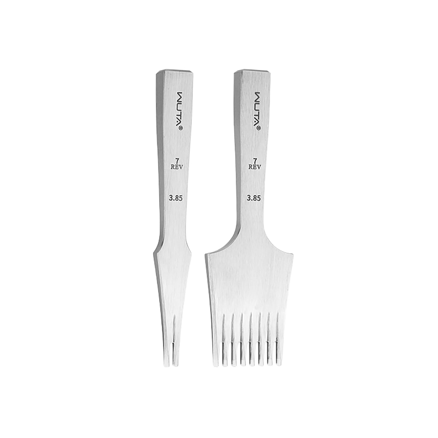 WUTA Leather Chisel All-Polished Die-Steel Puncher French Style Pricking Iron Sharp Leather Punching (Reverse, 3.85 mm 2 Teeth+8 Teeth)