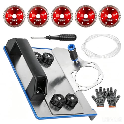 45 Degree Tile Chamfering Tool Angle Grinder Stand for Tile 45 Chamfer Cutting with 5 Diamond Blades Universal Angle Grinder 45 Degree Attachment for 100-Type Angle Grinder Tile Cutting Kit