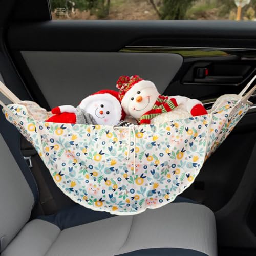 YoRise Car Seat Organizer, Large Capacity Car Seat Travel Bag, Oxford Cloth Passenger Seat Organizer with Drawstrings, Portable Foldable Backseat Storage Bag for Long Trips, Road Travel (Leaf)