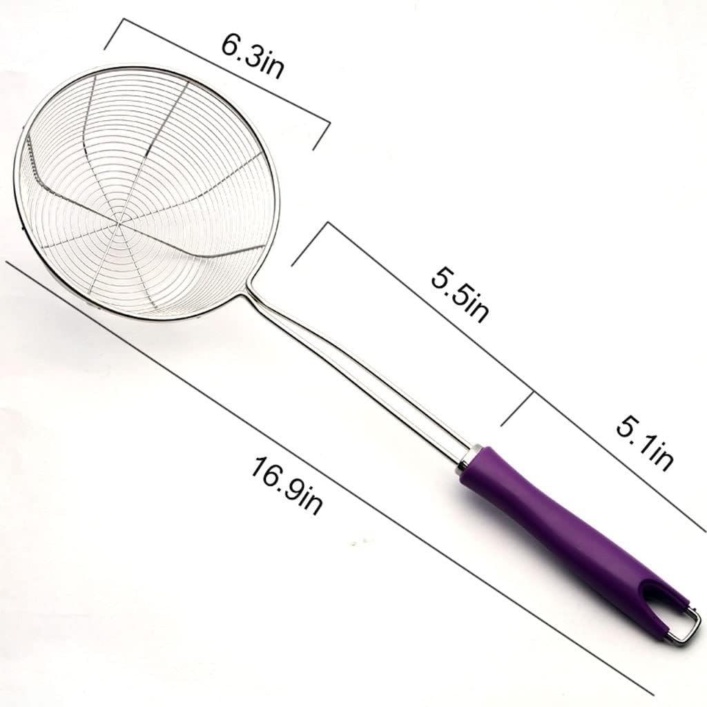 ENGENDER Strainer with Handle Cooking SkimmerStainless Steel Fine Mesh Strainer Noodle Frying Hot Pot Colander Kitchen Tool Pasta