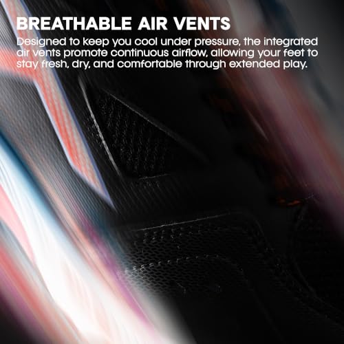 Image of HNDRD Hyperspeed Badminton Shoes (Non Marking) Indoor Sports | All-Day Comfort & Support | Cloud-Cushion Midsole | Active Grip Sole | Effortless Control (White /Crimson ; UK 11)