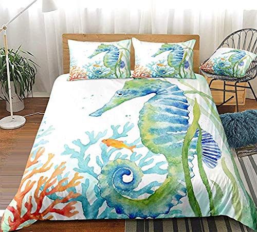 HUA JIE Funda Nordica Juego Funda Nórdica Diseño Caballito Mar Juego Funda...