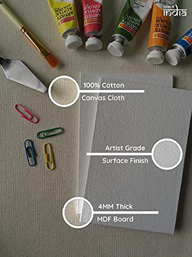 Image of Cotton Canvas Boards for Painting (On Stock Clearance) (6 in x 6 in - Pack of 7)