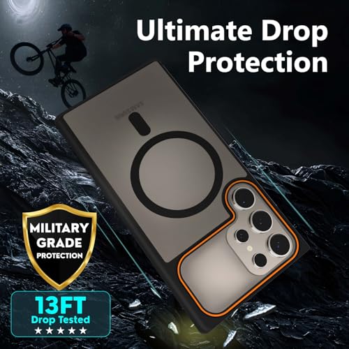 Image of AIBEX Protective Magnetic Case for Samsung Galaxy S23 Ultra 5G | Slim Protective Back Cover with Camera Lens Protection, Strong Magnetic Support & Anti-Slip Grip|Military Grade Drop Protection- Black