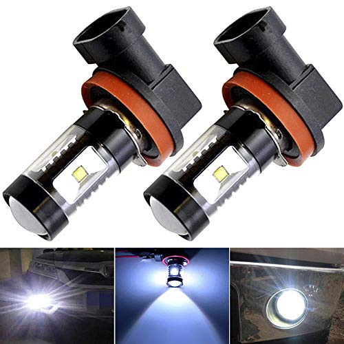 FRFJY 2x ampoule dentraînement DRL de phare antibrouillard blanc haute puissance 100W blanche H8 H11 H16 6000K LED Cover