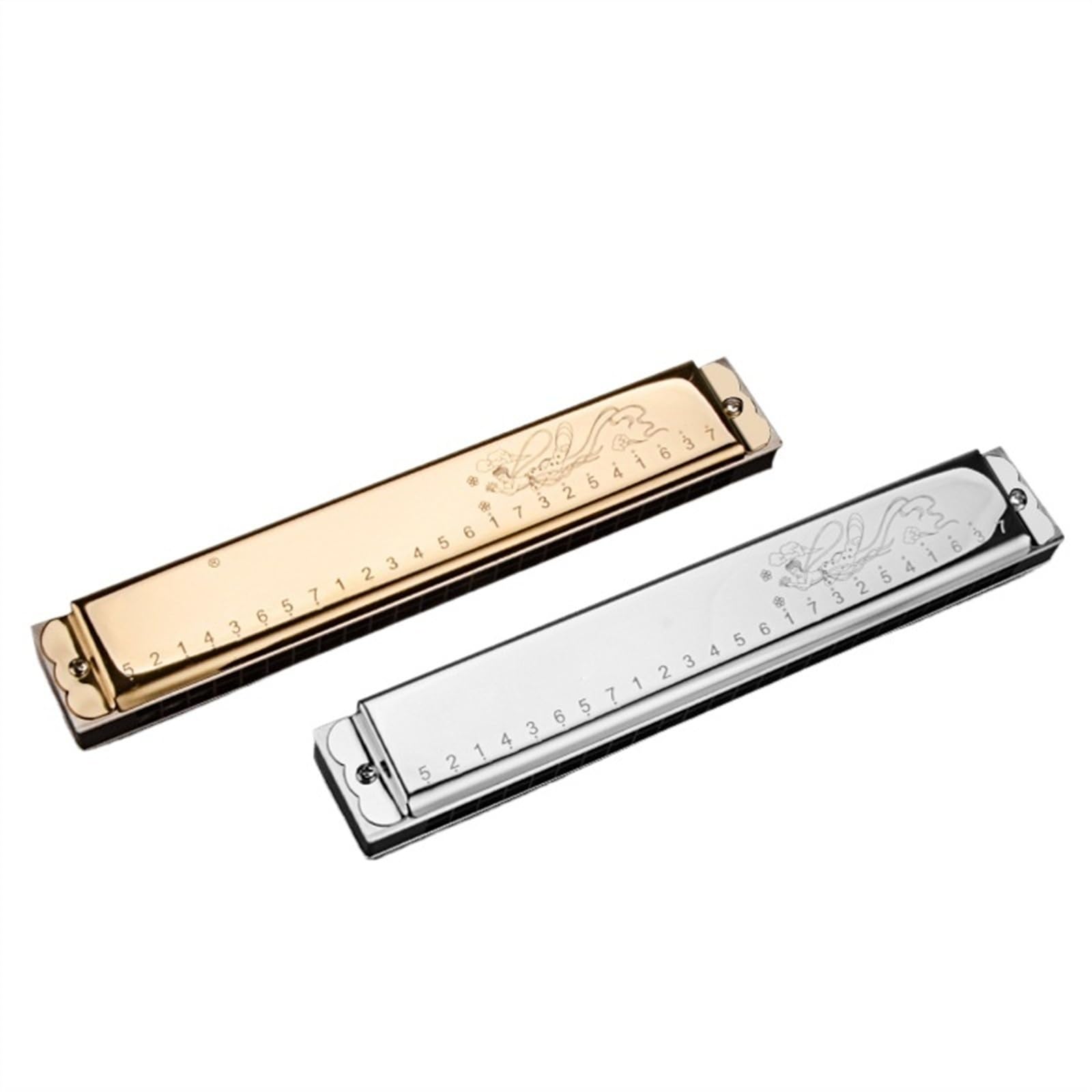 Mundharmonika Professionelle polyphone 24-Loch-Mundharmonika(Silver-C)