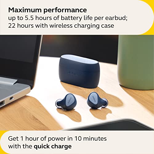 Image of Jabra Elite 4 True Wireless Earbuds - Active Noise Cancelling Headphones - Discreet & Comfortable Bluetooth Earphones, Laptop, iOS and Android Compatible - Navy
