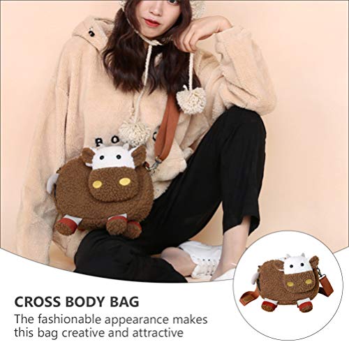 KESYOO Bolsas Crossbody Bolsa de Lona de PelÃºcia Em Forma de Vaca Bolsa de Ombro Casual Bolsas Hobo