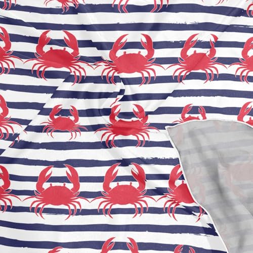 Red Crabs Stripes Silk Like Head Scarf for Women,Soft Fashion Neck Scarf Square Satin Head Scarf 23.6 Inches4