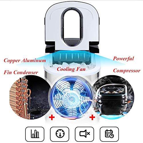 MHGD Eiswürfelmaschine Arbeitsplatte, Elektrischer Eiswürfelbereiter mit Schaufelkorb, 9 Eiswürfel bereit in 6 13… – Bild 3