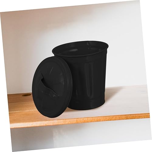 Miniatura 4 de Cabilock 2 cubos de basura con tapa para automóvil, mini basurero de escritorio, papelera de cocina, papelera de metal, papeleras de mesa, papeleras