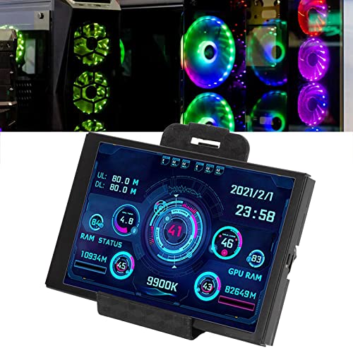 Image of ZASCHMOY Computer Temperature Monitor, Small Screen, Display for aida64 PC, CPU Data Monitor, Easy to Use for Computer Enthusiasts, 3.5 USB (Black)