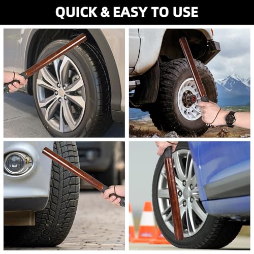 Image of Wooden Tire Thumper Fish Bat Knocker Truckers Tool for Checking Tire Pressure Weighted Stick with Extra Grip